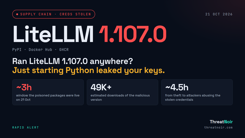 LiteLLM 1.107.0 rapid alert: Ran LiteLLM 1.107.0 anywhere? Just starting Python leaked your keys.
